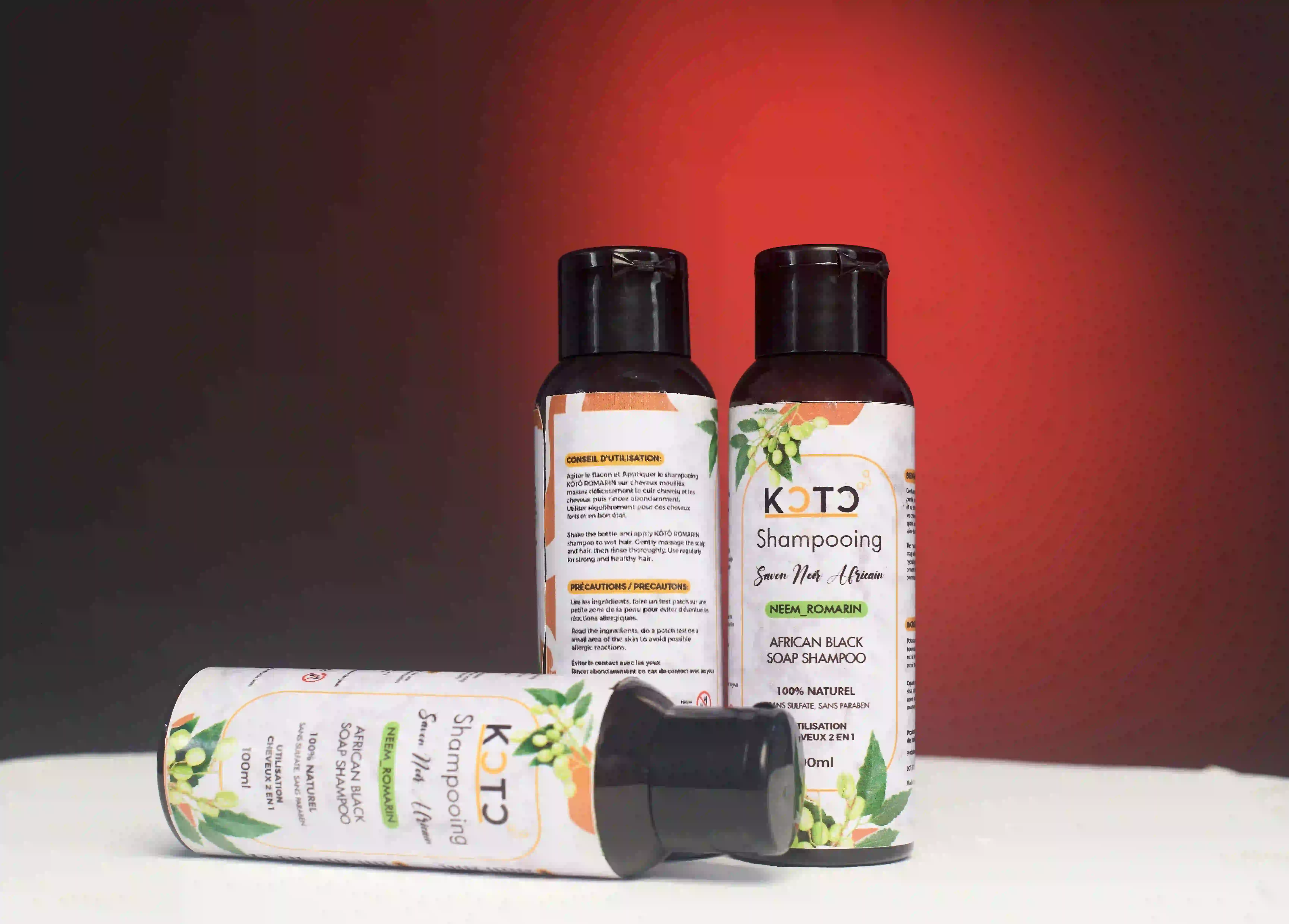 Shampooing 2 en 1 au savon noir et extrait de neem romarin